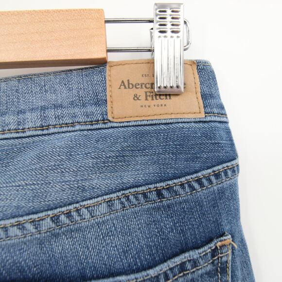 Abercrombie Fitch Jeans Blue Denim Distressed Ripped Boyfriend Mid Rise 0 25 - Picture 7 of 11